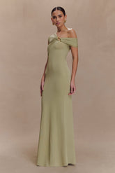 Ashford Asymmetrical Slinky Maxi Dress - Sage